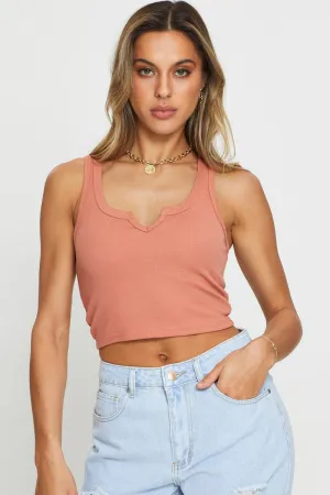 Brown Tank Top Crop Slim Fit Jeans WaterRepellentCoating