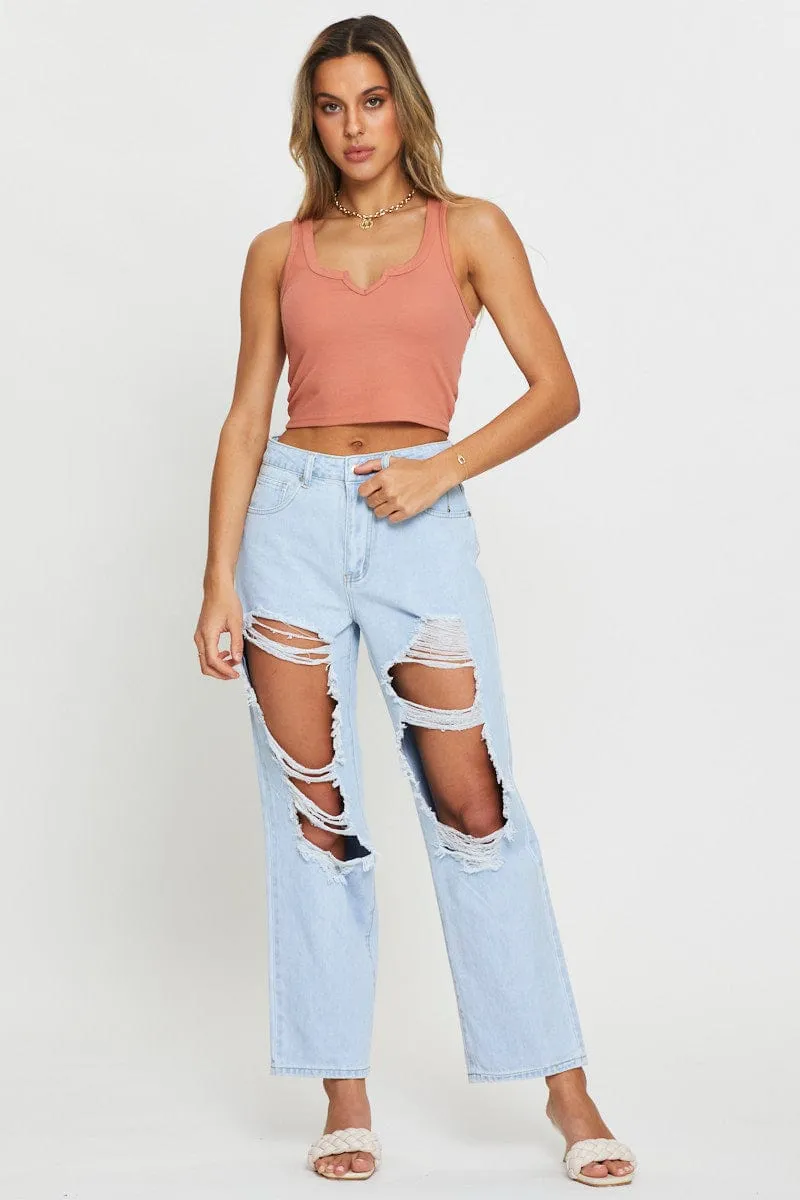 Brown Tank Top Crop Drive Core