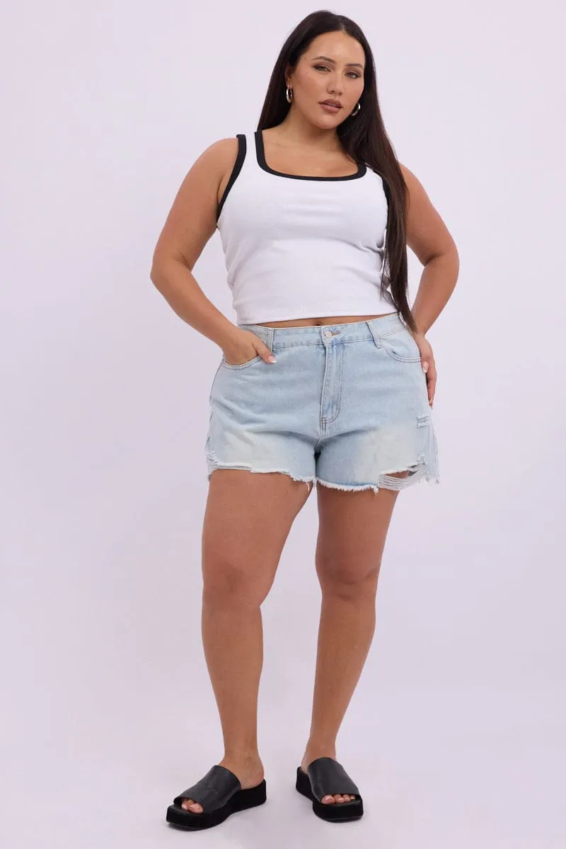 WindproofInterior AbrasiveReinforcedZones Denim Relaxed Shorts High Rise