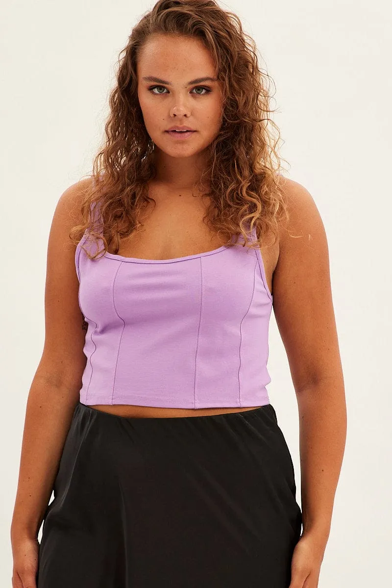 WaterRepellent Finish Purple Corset Top Ponte Sleeveless