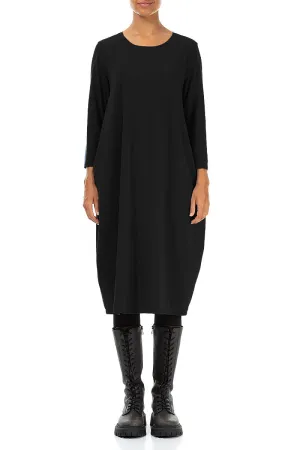 Balloon Black Cotton Dress Casual Shirt Village Charm