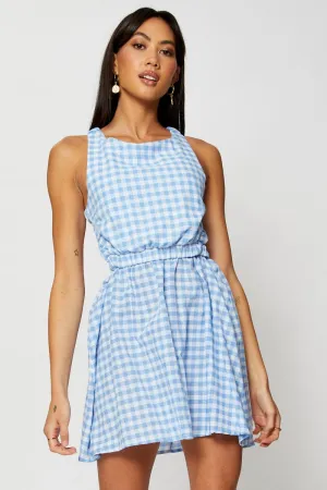Summer Style 4Way Stretch Check Mini Dress Sleeveless