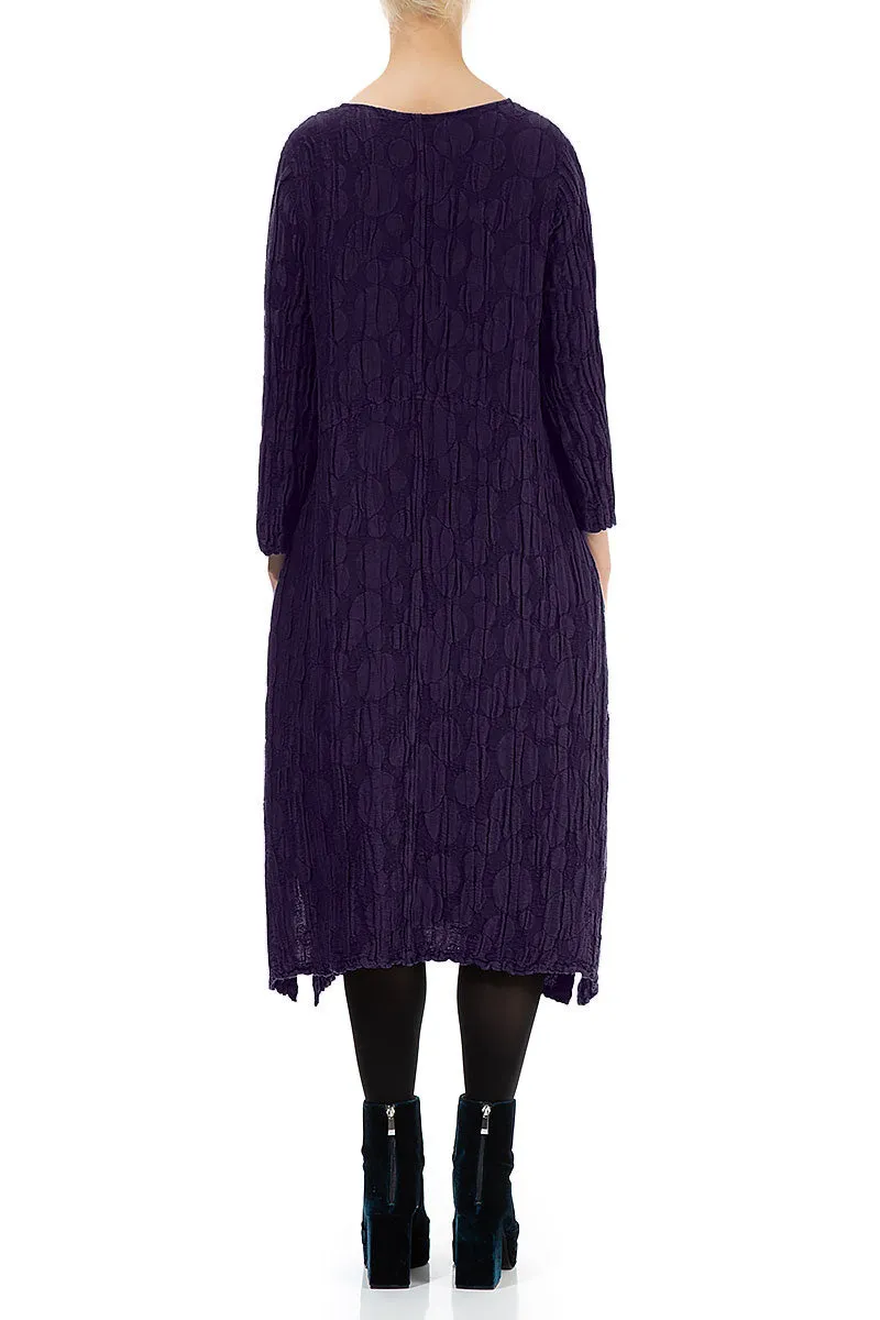 Royal Purple Circle Silk Linen Shift Dress Conscious Fashion AntiPilling Fabric
