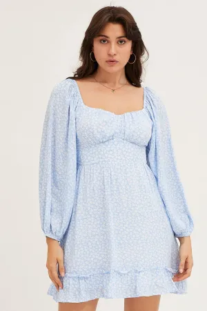 Travel Vibe MoistureWicking Technology Daisy Print Long Sleeve A-Line Mini Dress