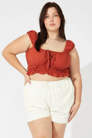 Casual Skirt White Shorts Mid Rise Linen Blend