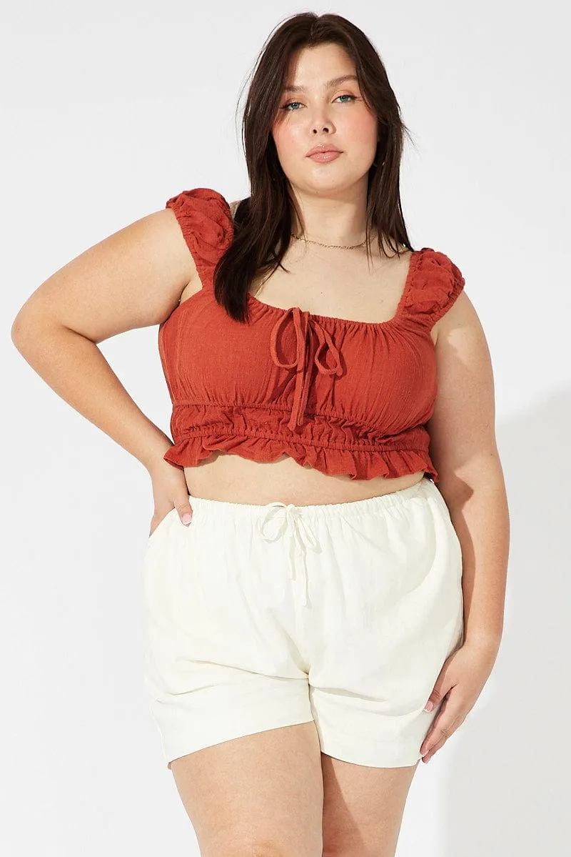 Casual Skirt White Shorts Mid Rise Linen Blend