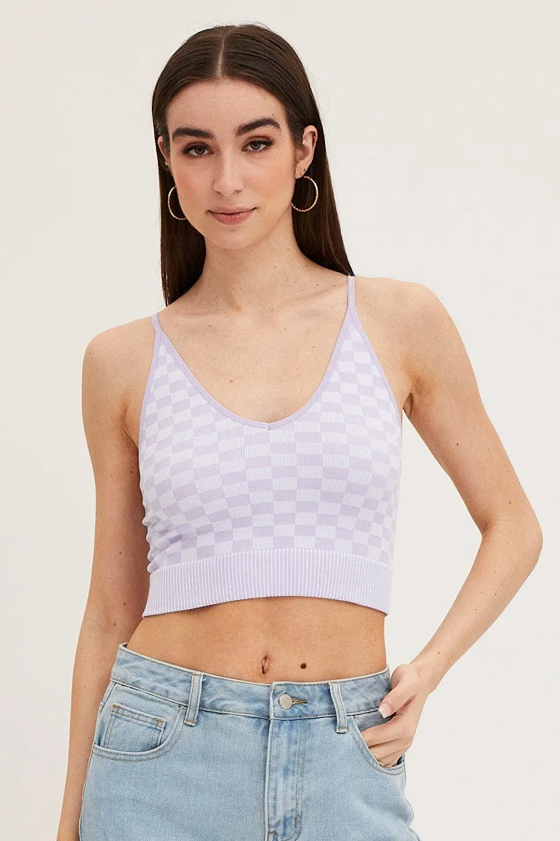 Check Tank Top Seamless Global Glow Cozy Fit