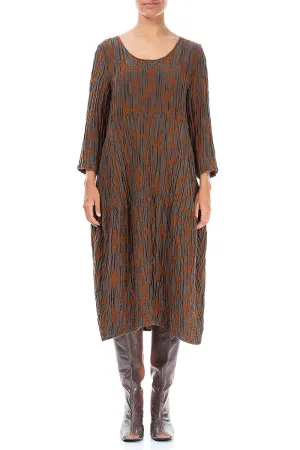 AntiPilling Fabric Balloon Aged Copper Circle Silk Linen Dress