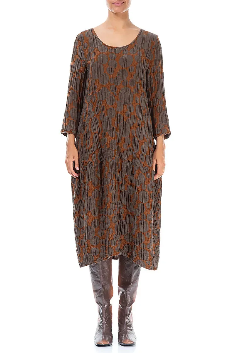 Balloon Aged Copper Circle Silk Linen Dress WrinkleFree Material