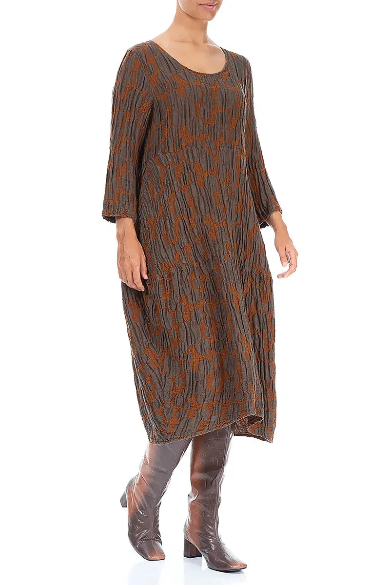 Functional Fashion AntiOdor Fabric Balloon Aged Copper Circle Silk Linen Dress