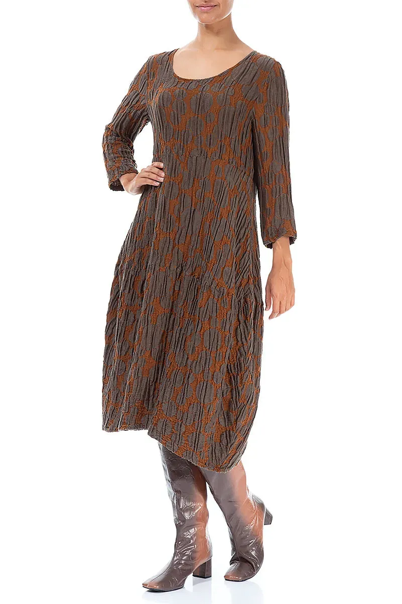 Balloon Aged Copper Circle Silk Linen Dress Soft Tunic Calm Wave
