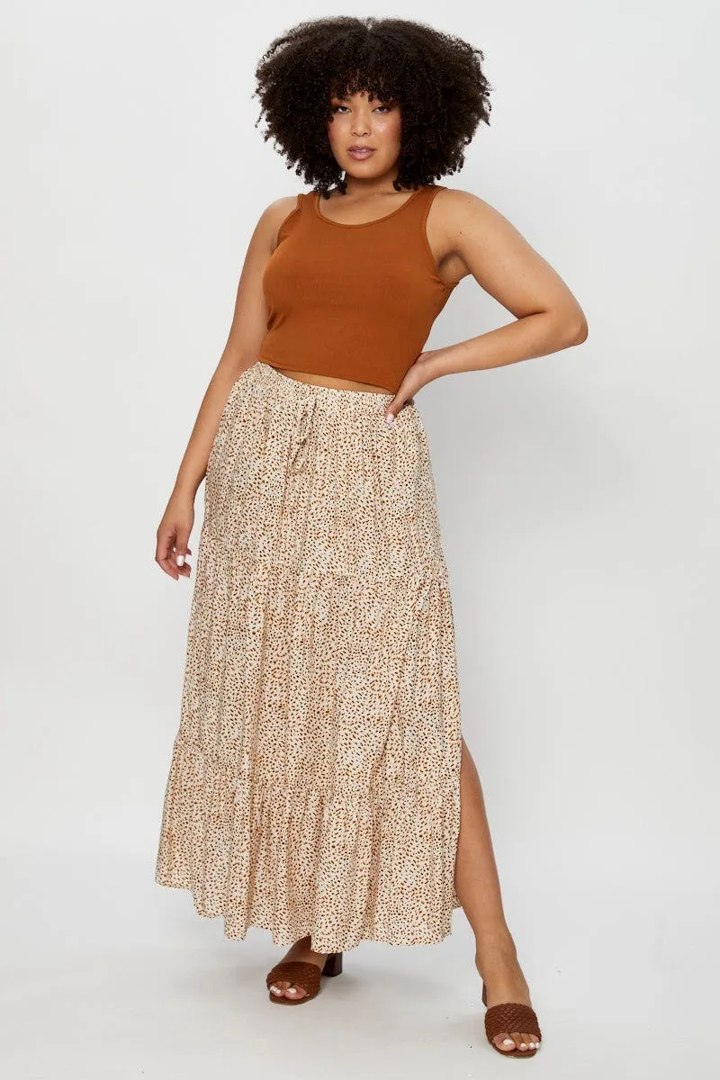 Beige Tank Top Round Neck Sleeveless Rib Crop LightweightKnit
