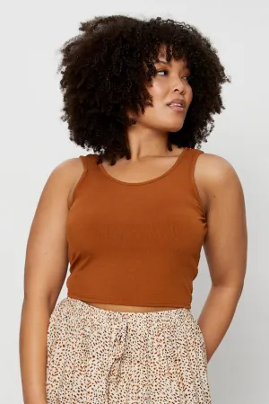 Beige Tank Top Round Neck Sleeveless Rib Crop casual sneakers