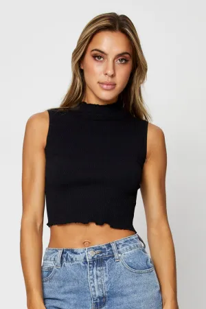 Recycled Polyester Black Tank Top Seamless