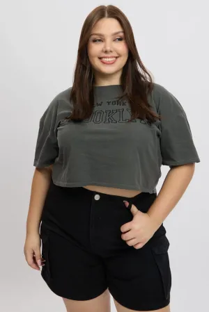 Grey Graphic T Shirt Short Sleeve Crew Neck Casual All-Day Non Irritating Tags