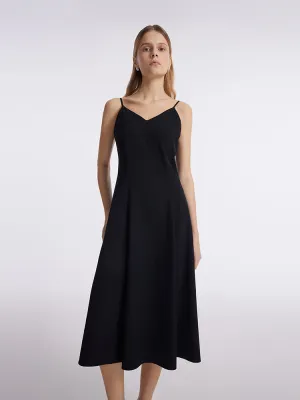 Statement pattern knee-length dress Planet View Women Spaghetti Strap Midi Dress With Detachable Chest Pads