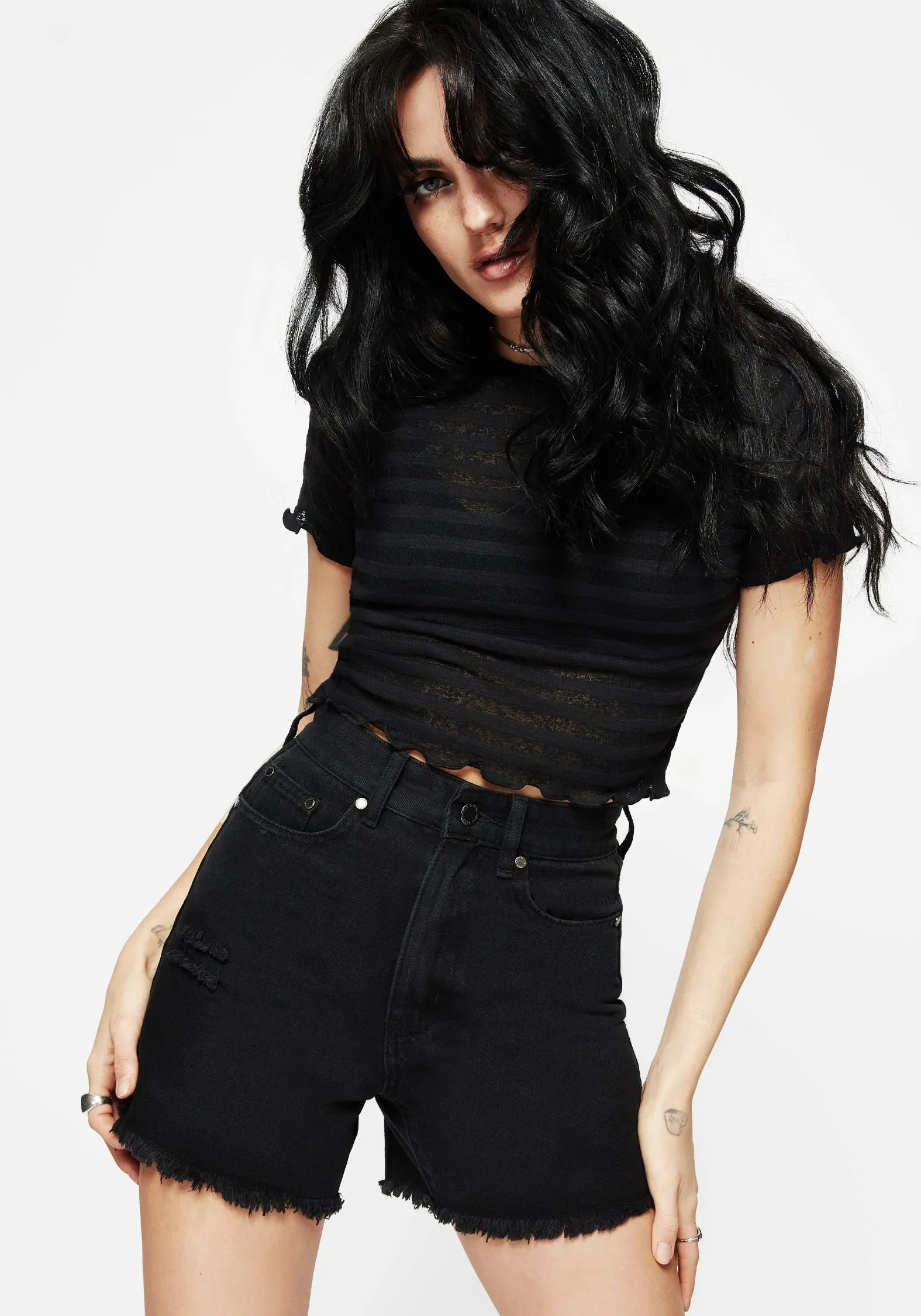 Planchette Embroidered Distressed Denim Shorts Tagless Design Holiday Gift