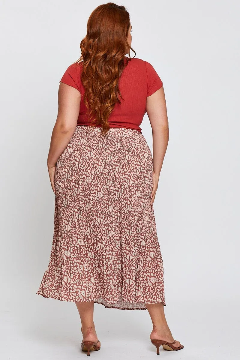 Creative Layering Abstract Print High Waist Maxi Skirt