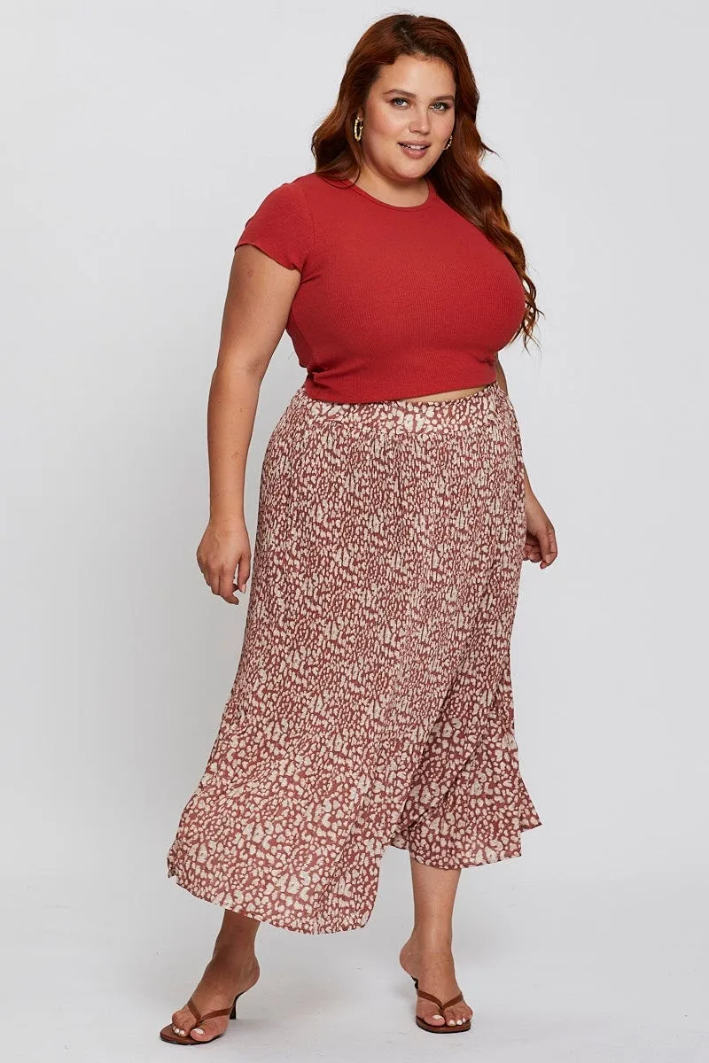 All Day Comfort Abstract Print High Waist Maxi Skirt