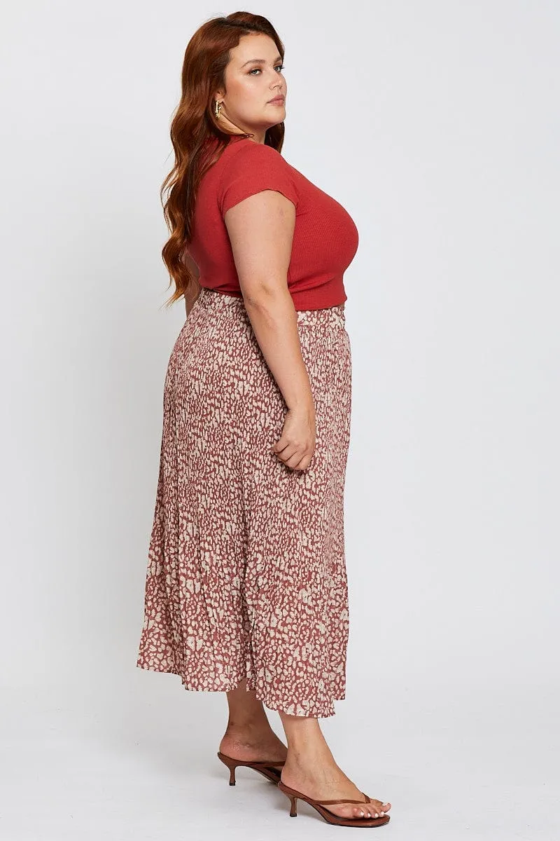 Abstract Print High Waist Maxi Skirt Style Essential