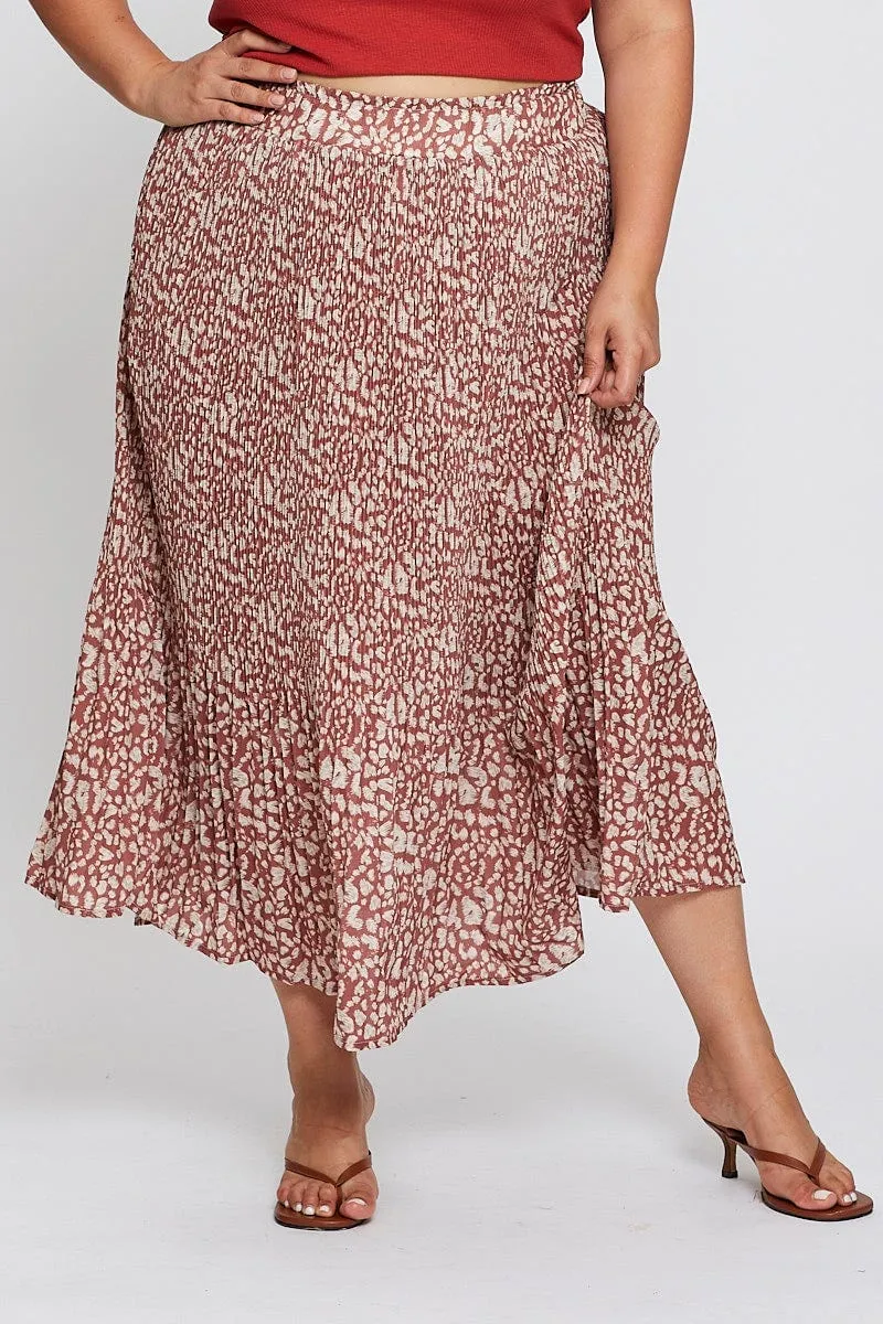 Abstract Print High Waist Maxi Skirt Soft Movement