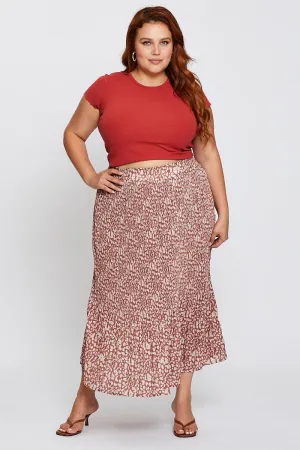 Abstract Print High Waist Maxi Skirt Mix Texture Day To Night