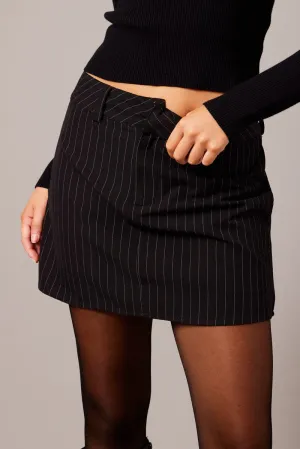 Day Wear Easy Outfit Black Stripe Mini Skirt Mid Rise
