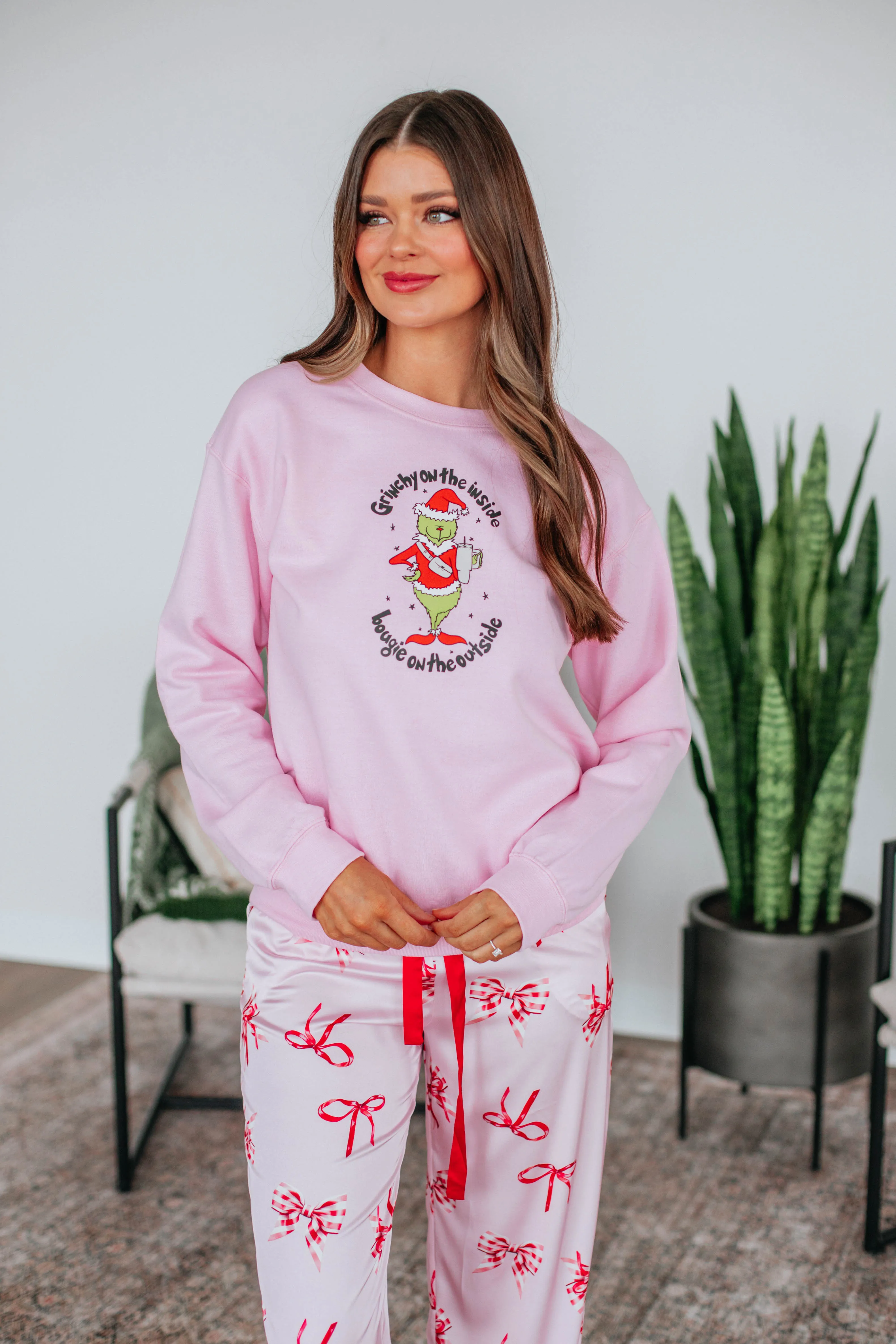 Grinchy On The Inside Crewneck Relaxed Fashion