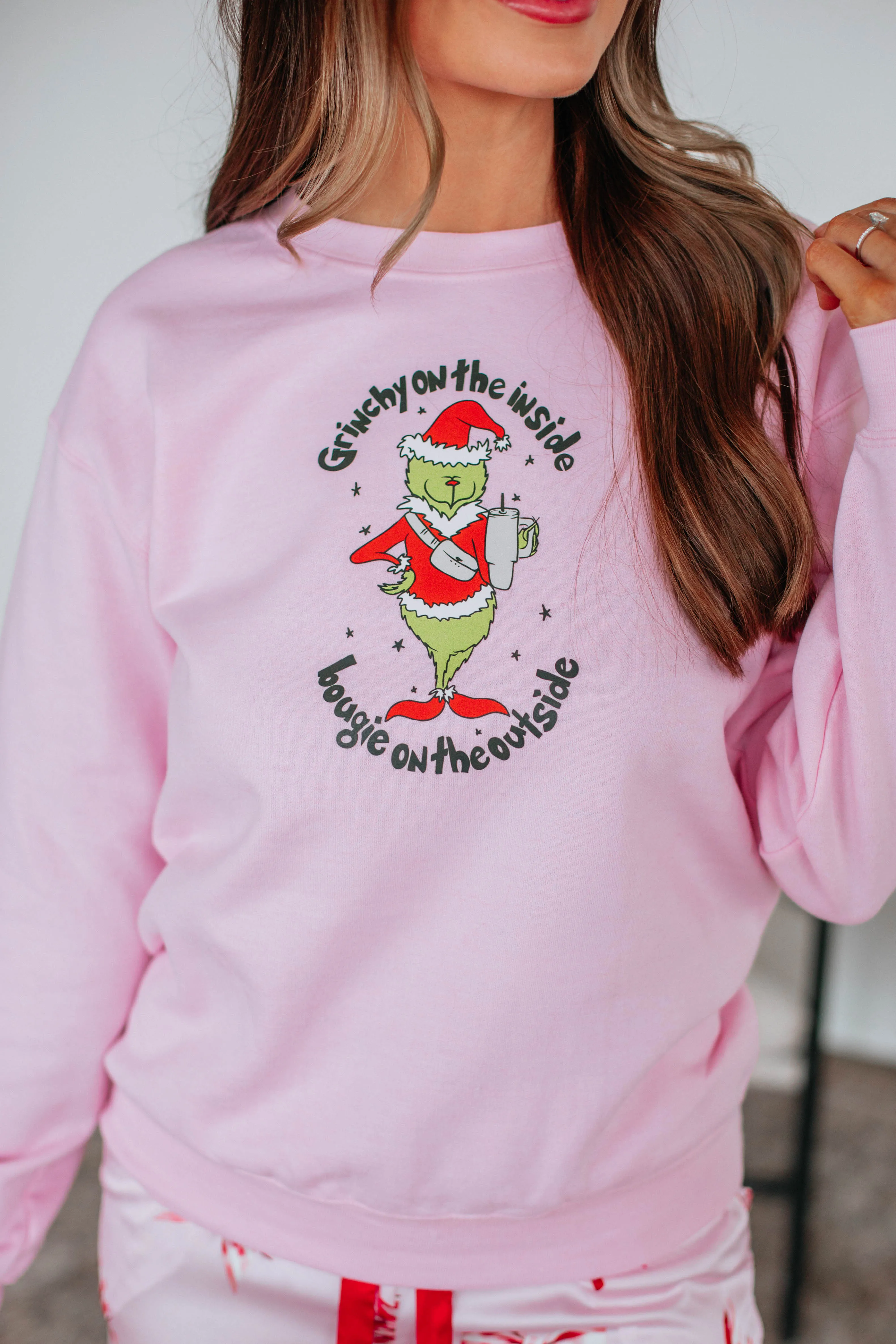 Grinchy On The Inside Crewneck Kind Soul FlatlockSeaming