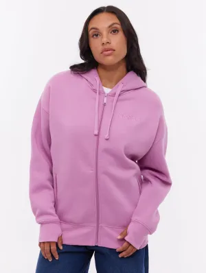 Temra Back Logo Zip-Up Hoodie - Pink Cozy Wrap