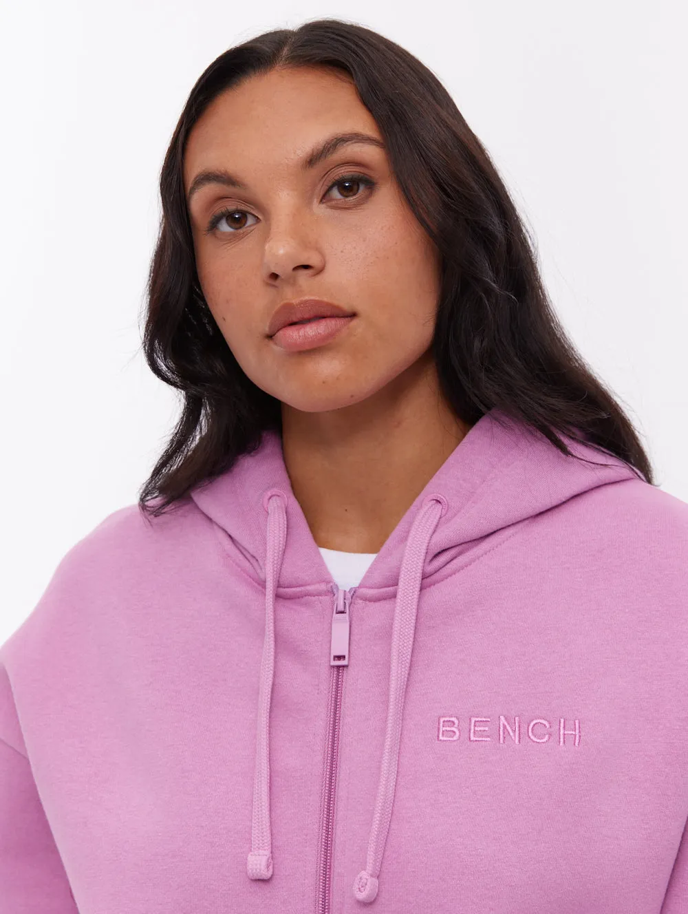 Temra Back Logo Zip-Up Hoodie - Pink Smile Glow