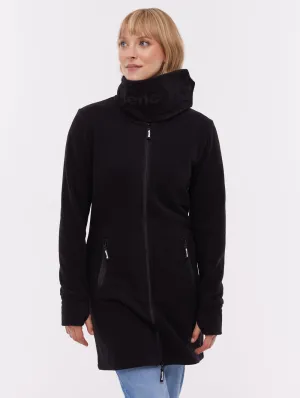 Recycle Glow Bridgit Maxi Wrap Neck Zip-Up - Black
