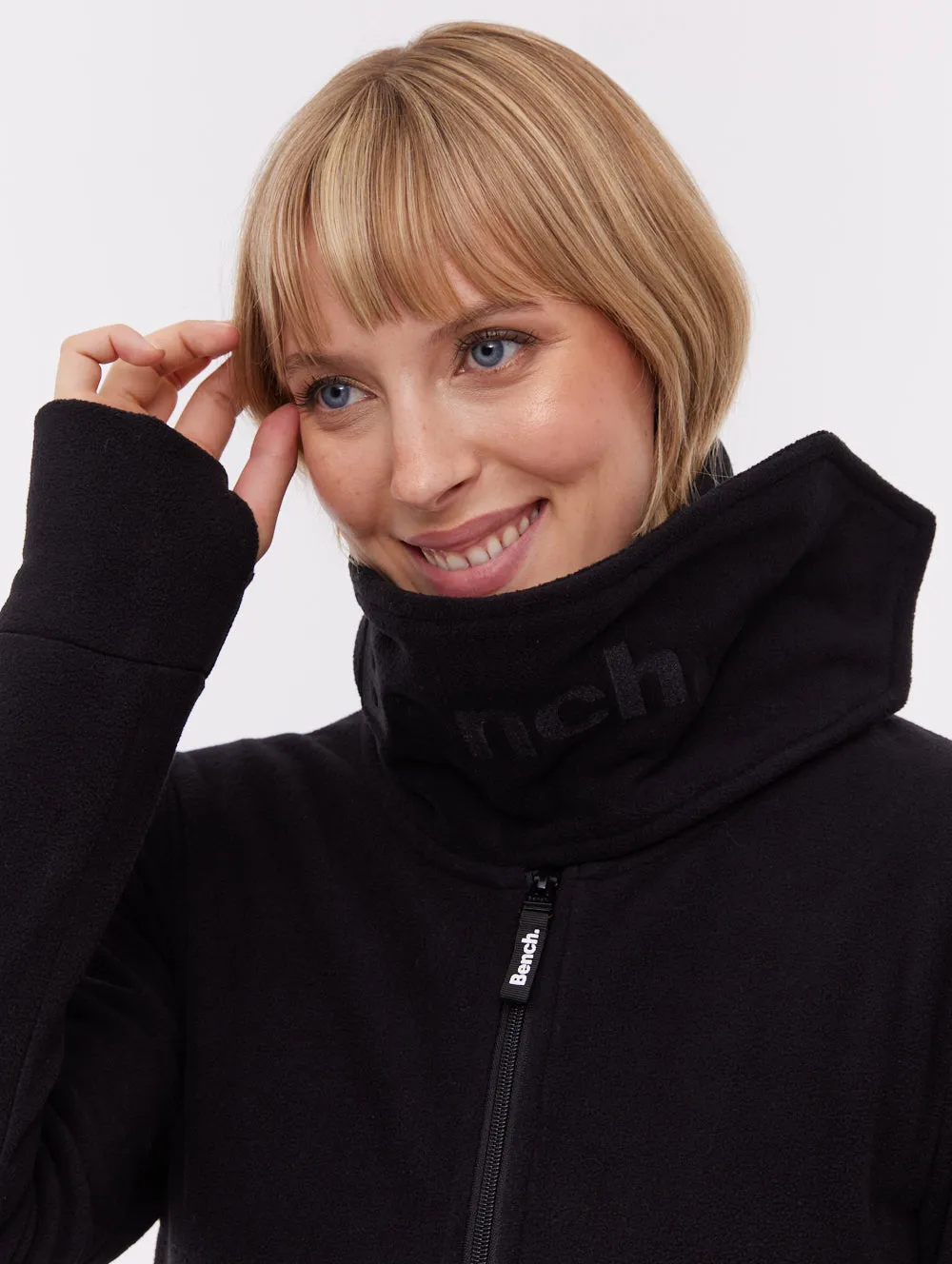 Bridgit Maxi Wrap Neck Zip-Up - Black Thick Glow Shape Hug