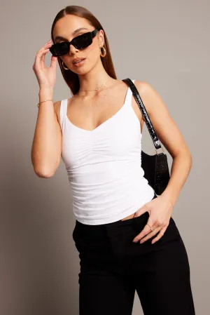 White Sleeveless Tank Square V-neck Fairy Mood