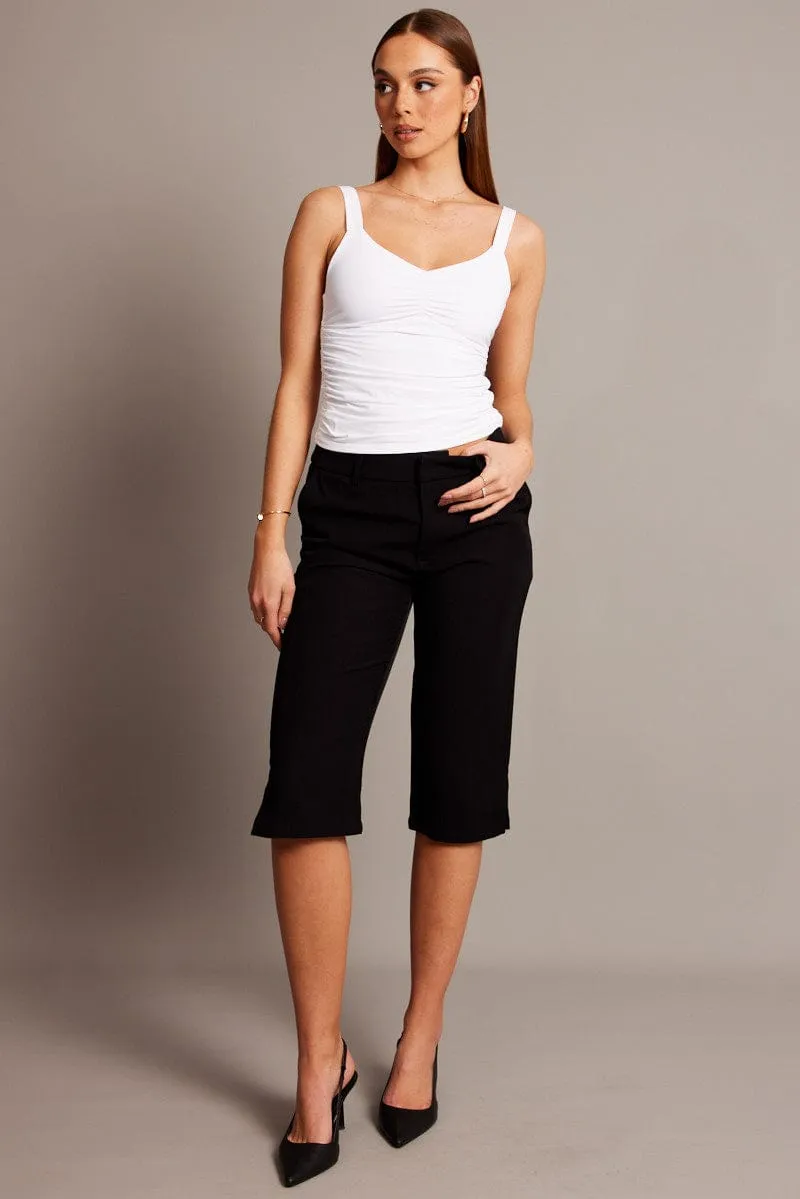 NoIrritationSeams DurableThreadwork White Sleeveless Tank Square V-neck