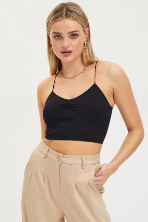 HiddenZipperClosure Photo Fit Black Singlet Crop Top Seamless
