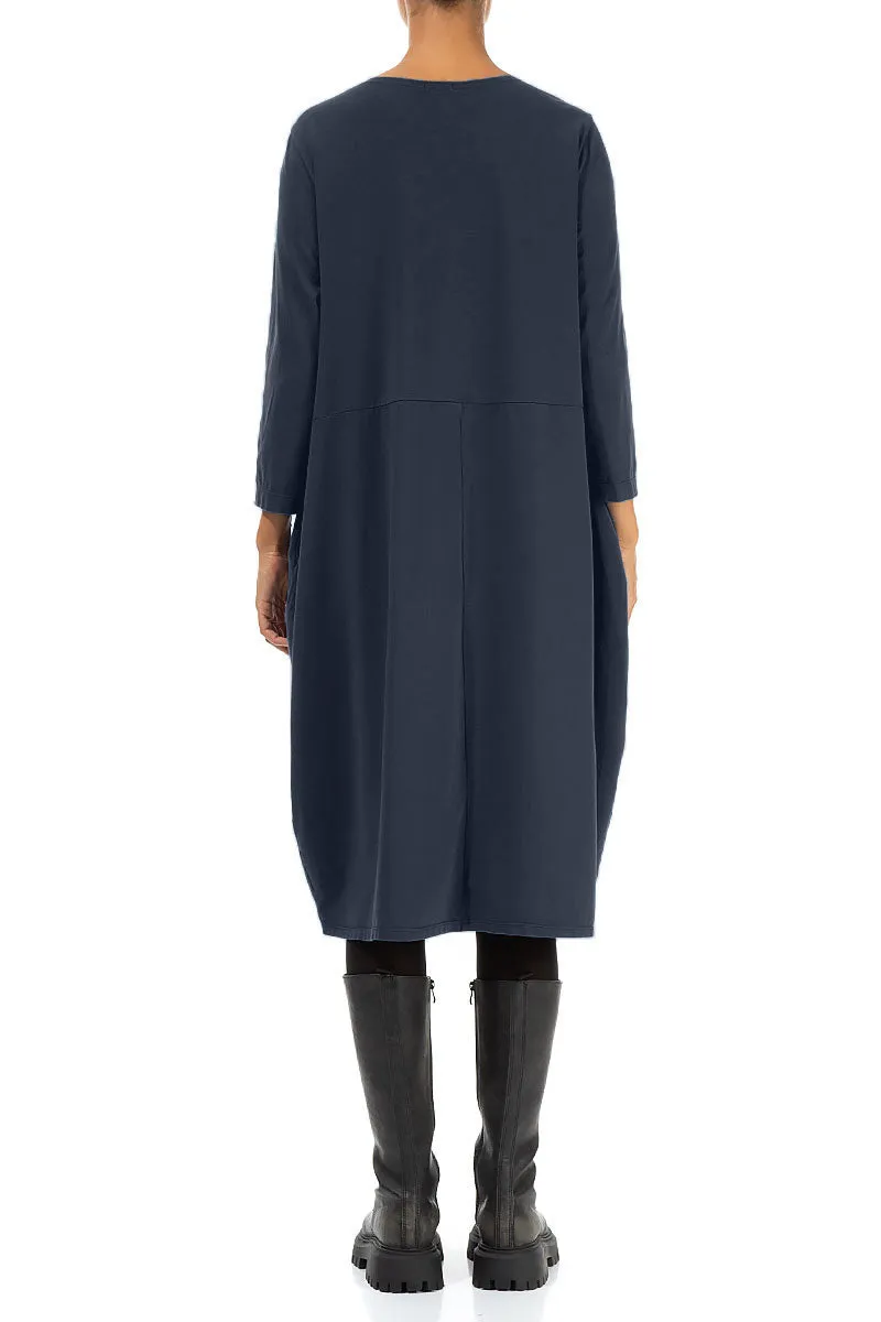 SustainableYarnBlend Balloon Slate Blue Cotton Dress