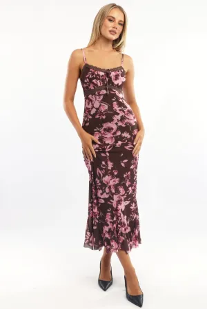 Multi Floral Bodycon Dress Midi Morning Walk Timeless Blazer