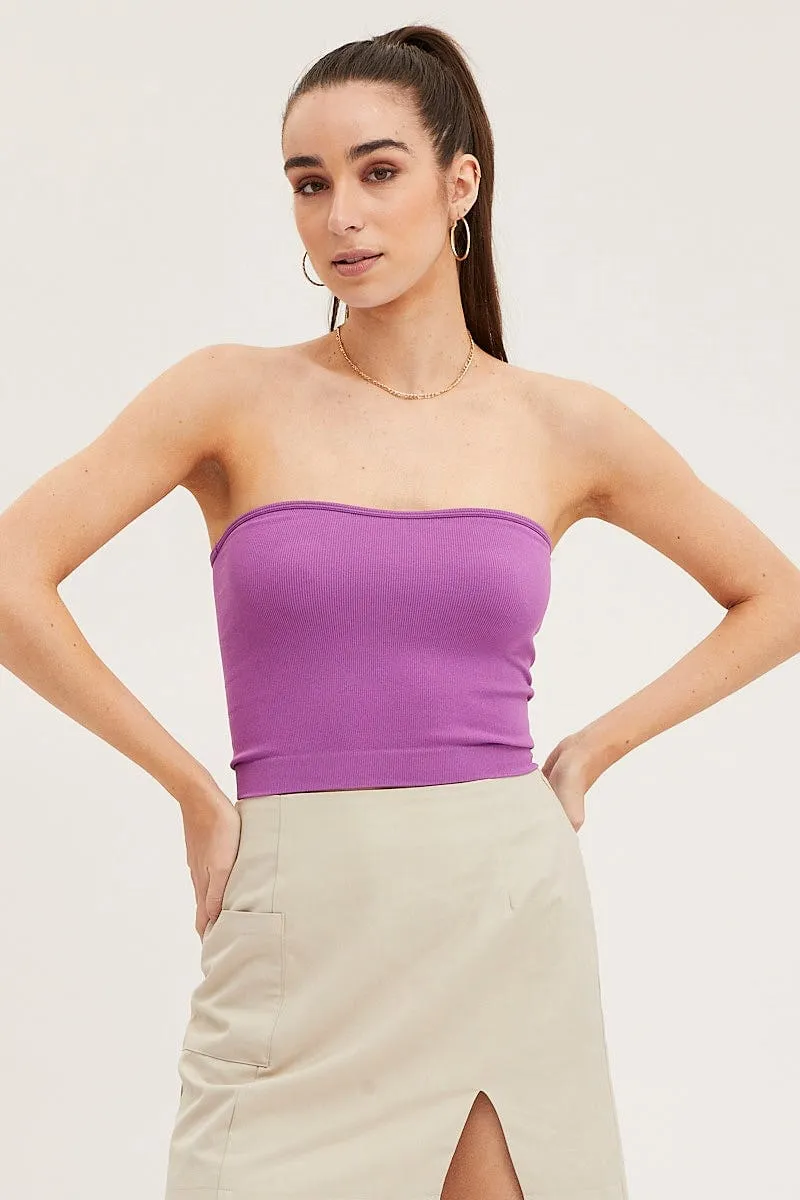 FourWay Stretch Purple Bandeau Top Seamless