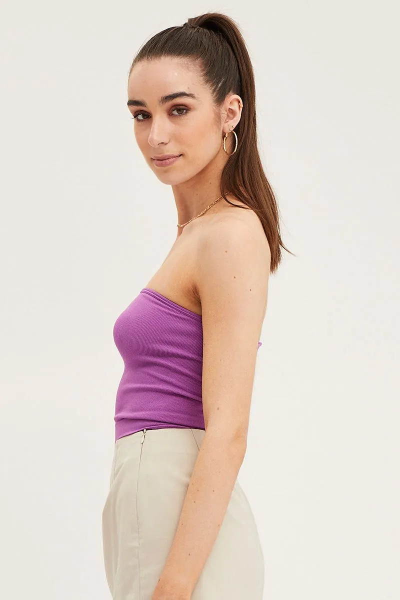 Purple Bandeau Top Seamless Trendy Top
