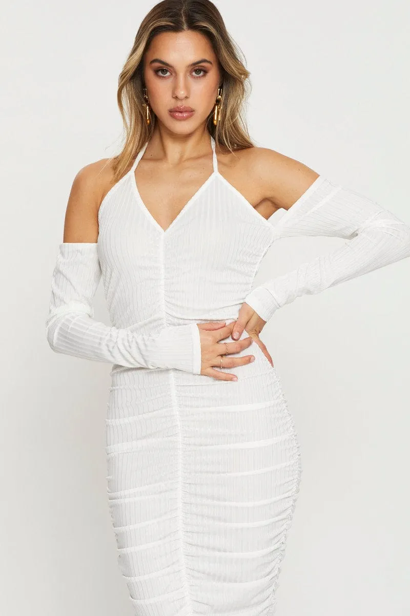 White Bodycon Dress Halter Neck Boho Free Princess Glow