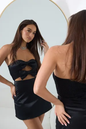 Black Fit And Flare Dress Ribbon Detail Design Soul
