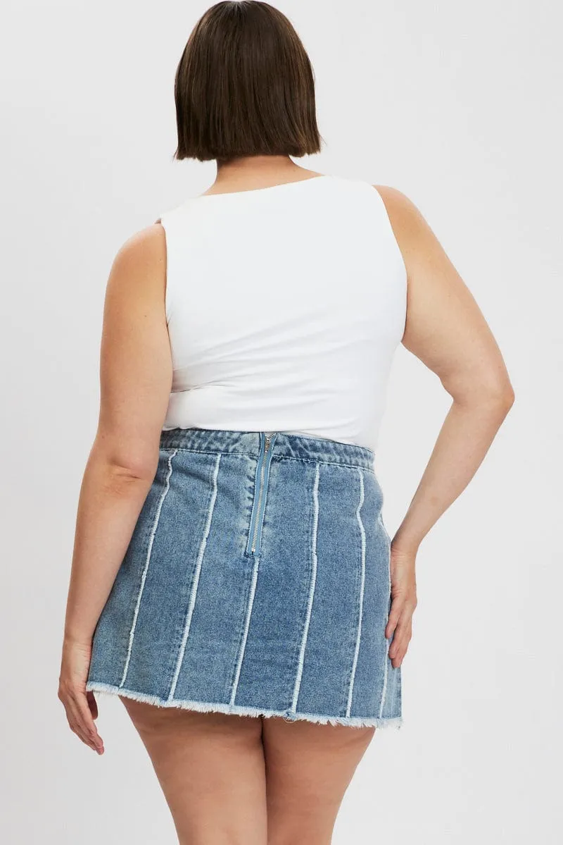 Everyday Wear Wearable Art Denim Frayed Denim Mini Skirt