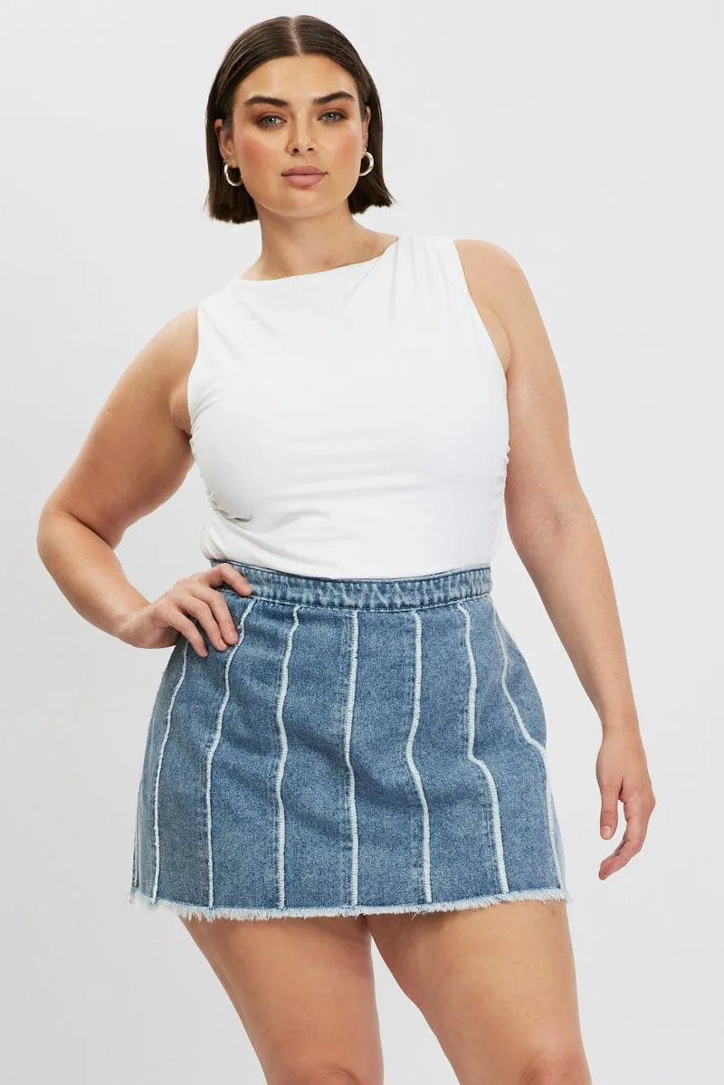 birthday party Denim Frayed Denim Mini Skirt
