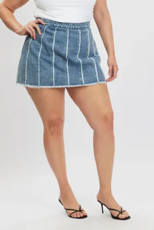 Clean Aesthetic Denim Frayed Denim Mini Skirt