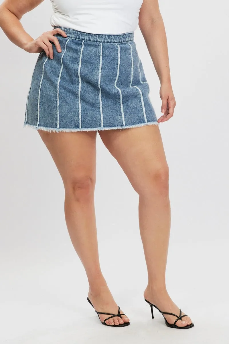 Clean Aesthetic Denim Frayed Denim Mini Skirt