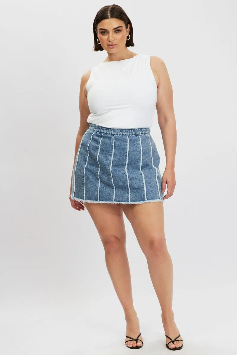 All Day Look Modern Edge Denim Frayed Denim Mini Skirt