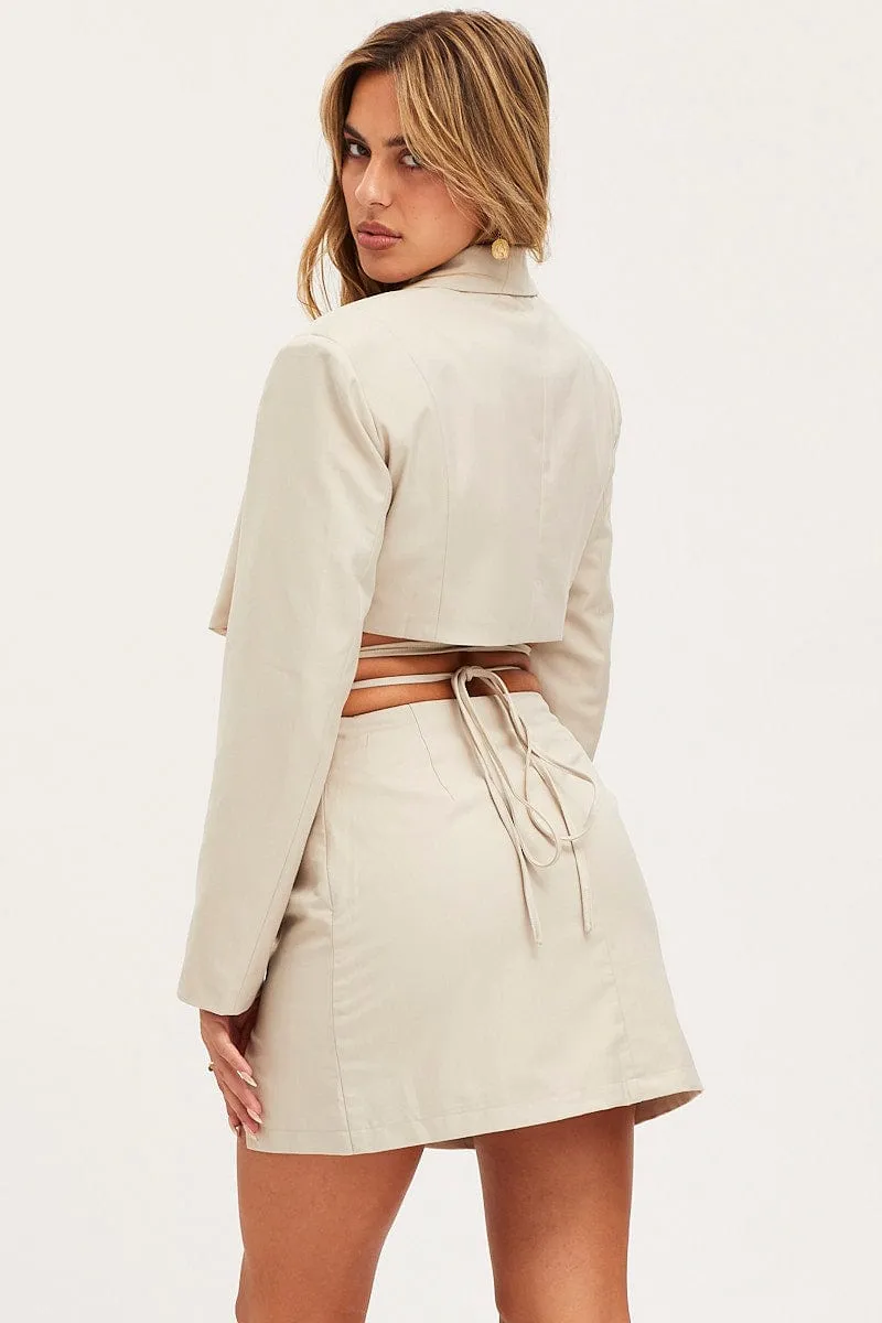 Soft Palette Beige Mini Skirt High Rise