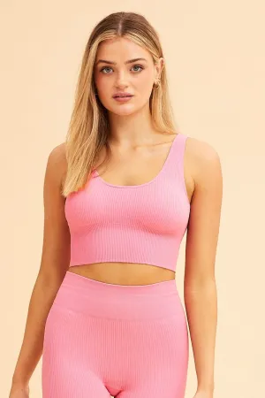 Pink Nico Seamless Crop Top warm fleece