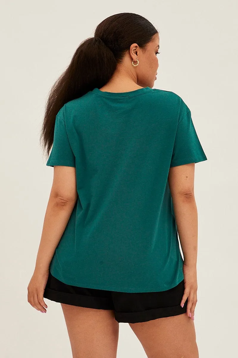 Green Graphic T-shirt Maui Cotton Fashion-Ready